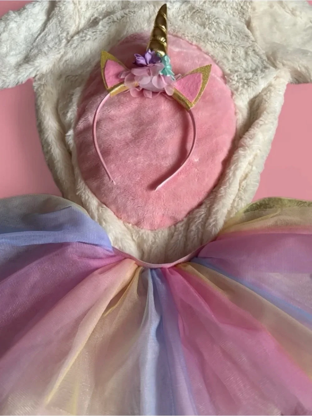 Posh Peanut Eleanor Unicorn faux fur jumpsuit with Tutu Halloween Costume 2T